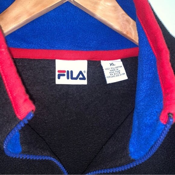 Fila Vintage 1/4 Zip Sweater Men’s Size Extra Large Black Blue Fleece Sweatshirt - Picture 10 of 10
